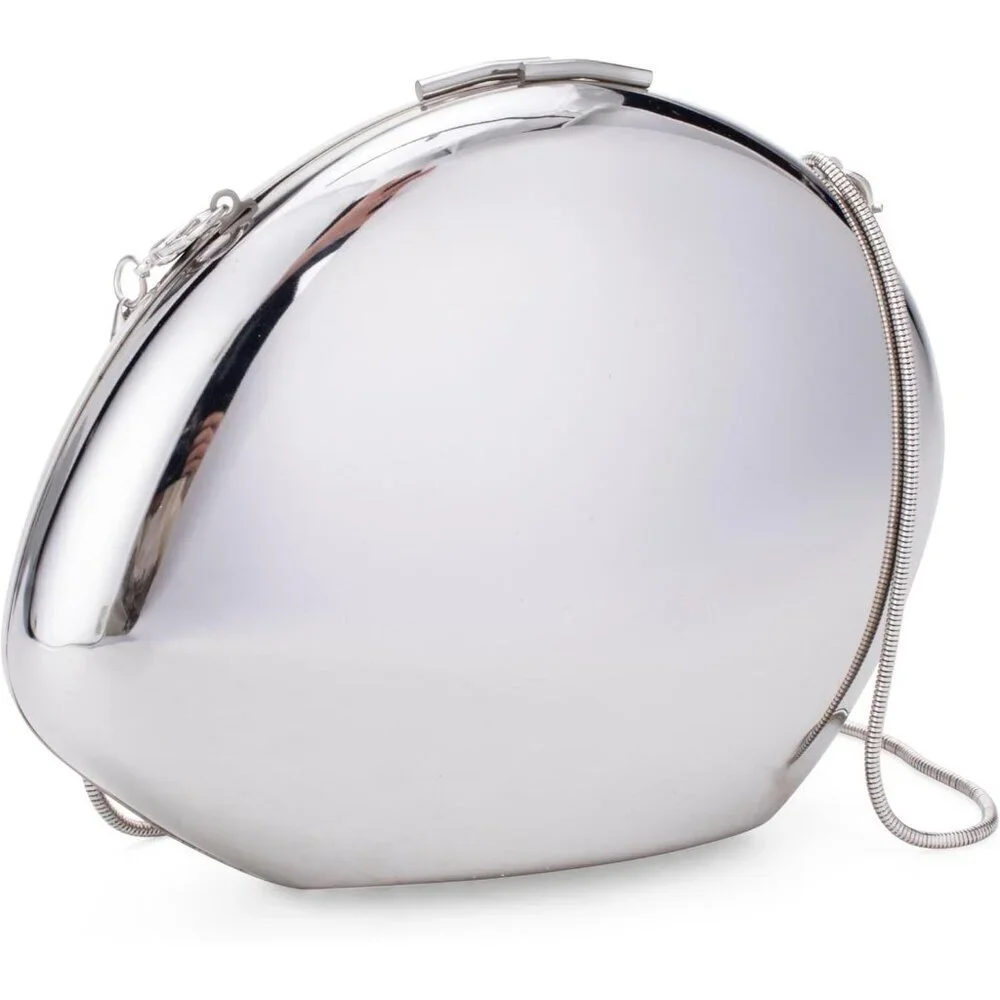 Women's Silver Metal Design Small Unique Elegant Stylish Acrylic Party Clucth